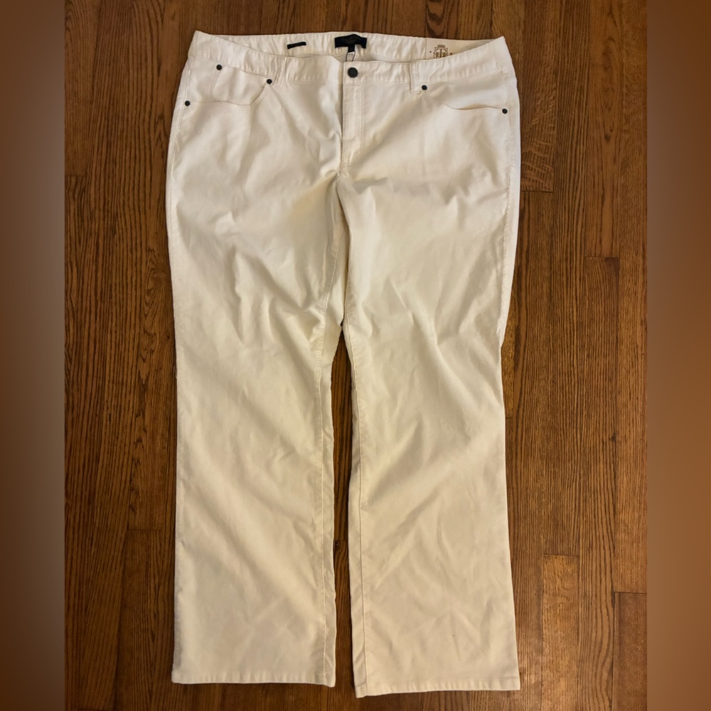 Talbots Corduroy Signature Boot Cut Pants in Cream, sz 22W, NWT
